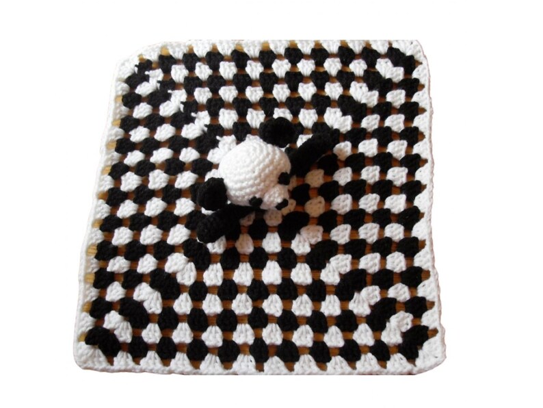 Crochet pattern for Panda Bear Security Blanket Blankie Baby Lovie Square Amigurumi