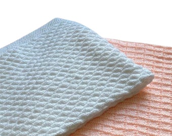 Easy Baby Blanket KNITTING PATTERNS Beginner Friendly, Simple Pretty Squares & Diagonal Bumps