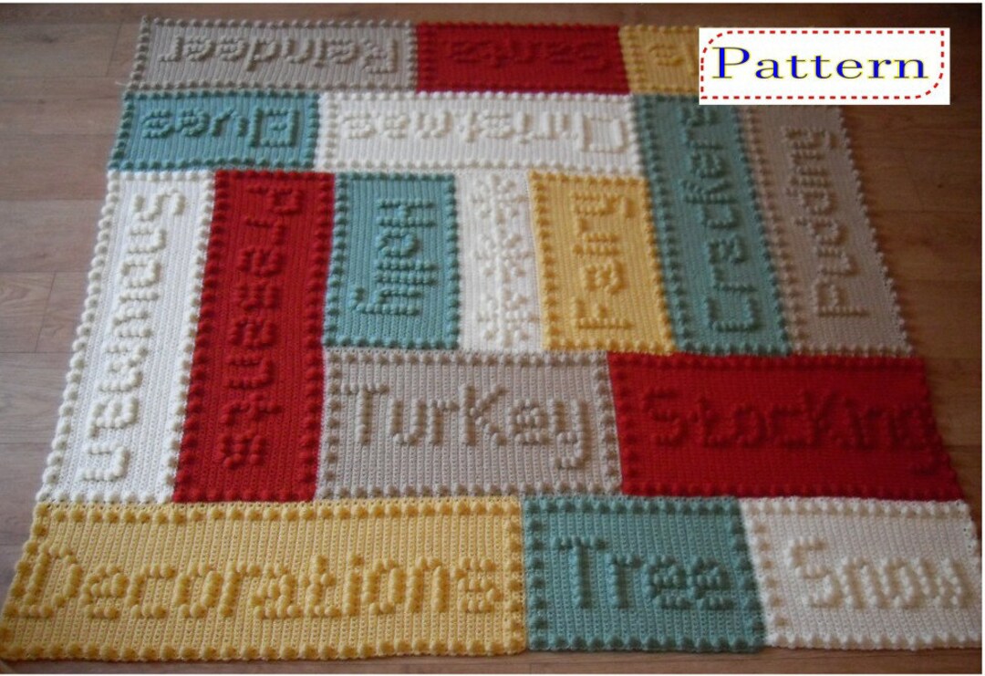 Christmas Lap Blanket Motifs Crochet PATTERN by Peach.unicorn Etsy