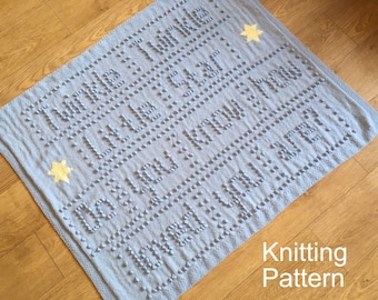 KNITTING PATTERN Baby Blanket Twinkle Twinkle Little Star - Bobble stitch