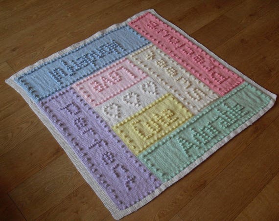 Word Baby Blanket KNITTING PATTERN Sweet Dreams Bobble Stitch Etsy
