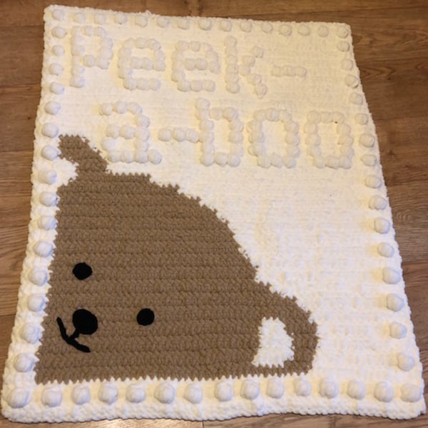 Baby Blanket CROCHET PATTERN Chunky Peek-a-boo Teddy Bear
