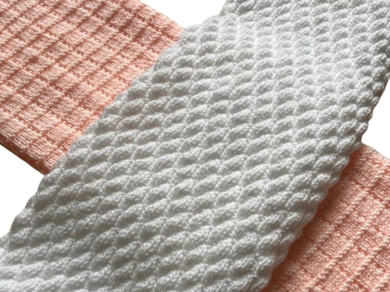 Baby Blanket Knitting Pattern Set Knit and Purl Beginner Friendly Easy Simple Pretty Squares Diagonal Bumps