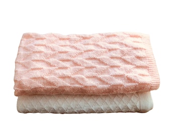 Two Easy Baby Blanket knitting patterns, Beginner, (Criss Cross & Parallel) Instant Download PDF