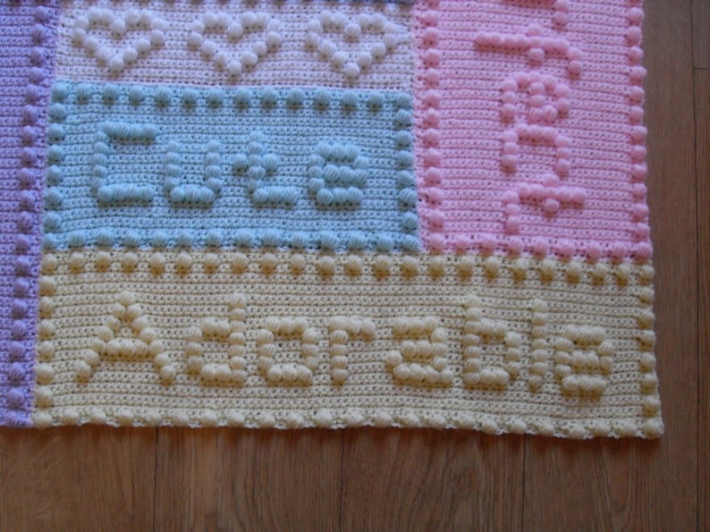 Words Baby Blanket CROCHET PATTERN Puff Stitch Precious Etsy