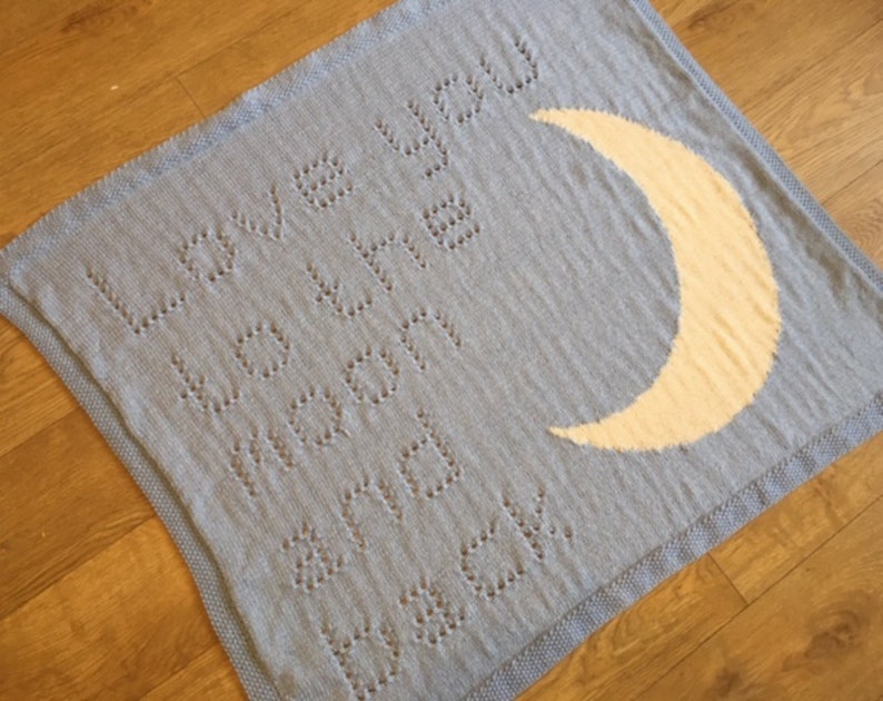 Love you to the Moon and Back Baby Blanket KNITTING PATTERN Etsy