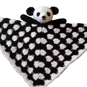 Crochet pattern for Panda Bear Security Blanket Blankie Baby Lovie Front