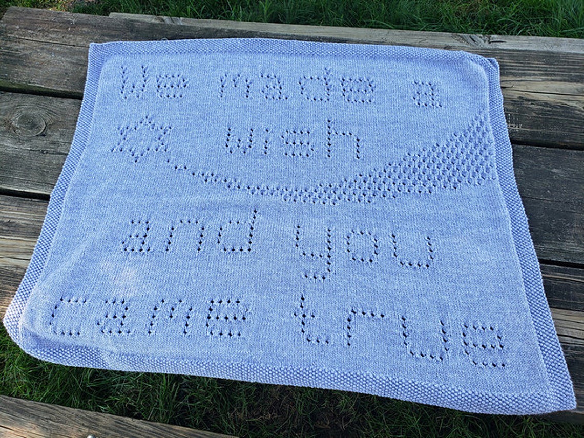 We Made a Wish Baby Blanket KNITTING PATTERN Lace Words Etsy