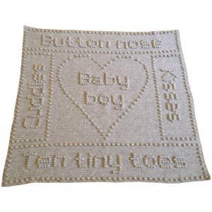 Baby Blanket CROCHET PATTERN One-Piece Puff Stitch Blanket - Button Nose