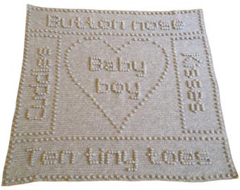 Baby Blanket CROCHET PATTERN One-Piece Puff Stitch Blanket - Button Nose