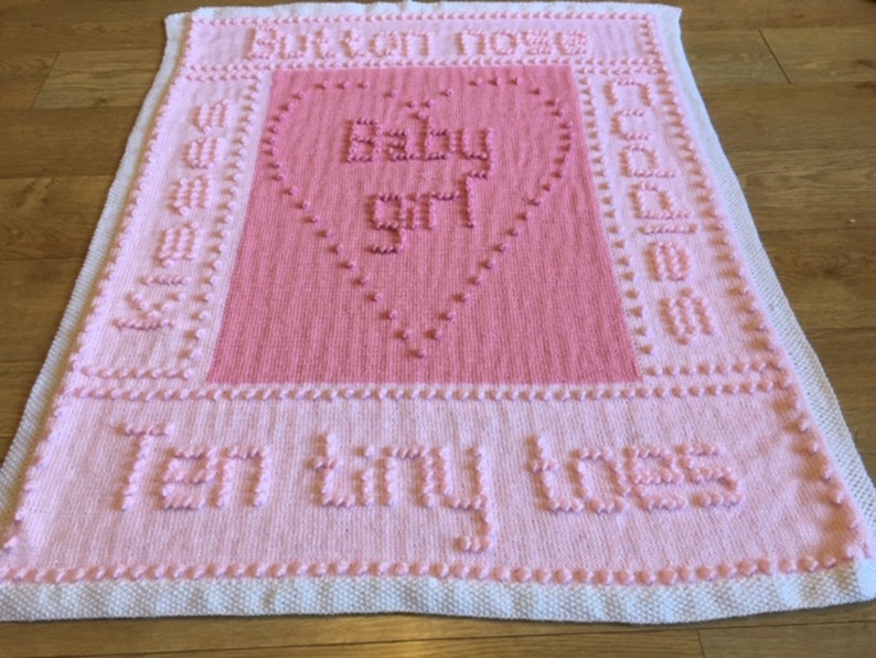 Words Baby Blanket KNITTING PATTERN using Bobble Stitch Ten Etsy