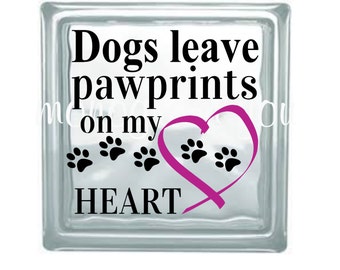 Love Dog Cat paw prints decal stickers for DIY glass blocks crafts