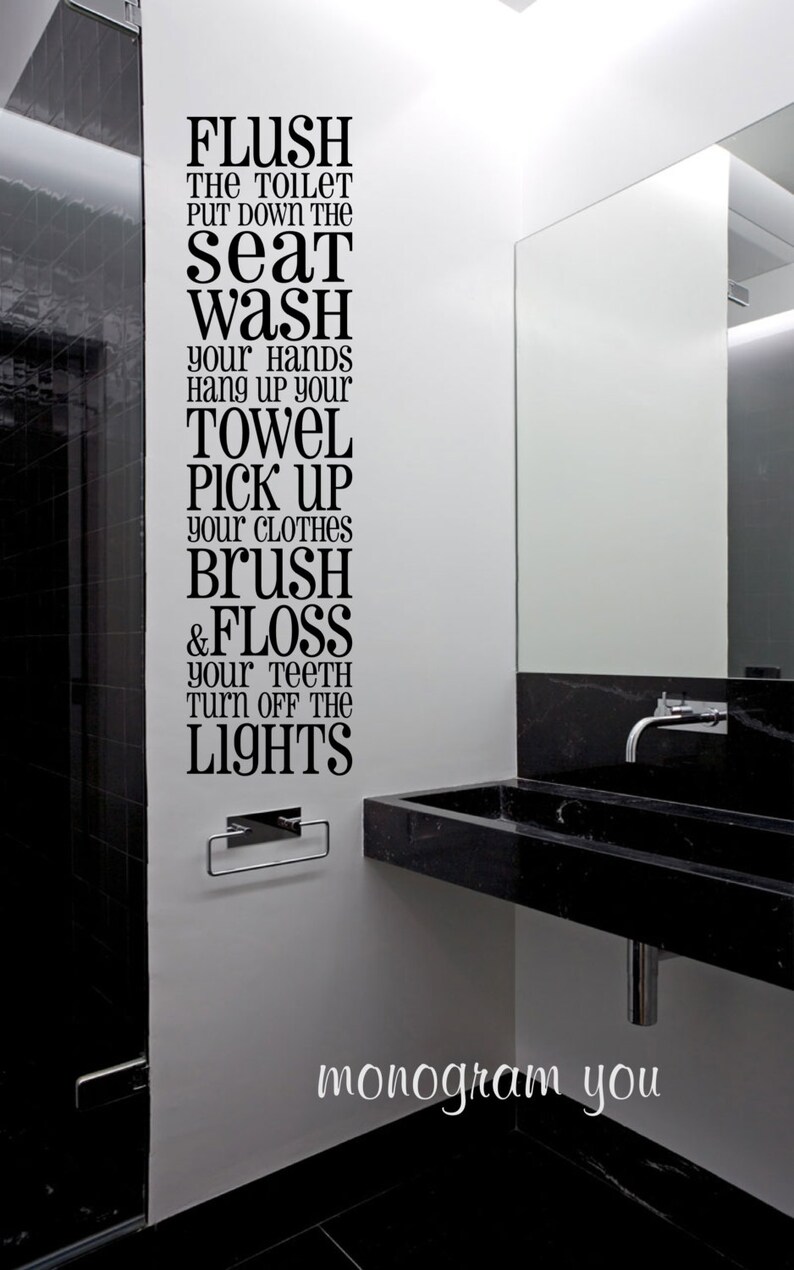 Bathroom Rules Wall Decal Etsy