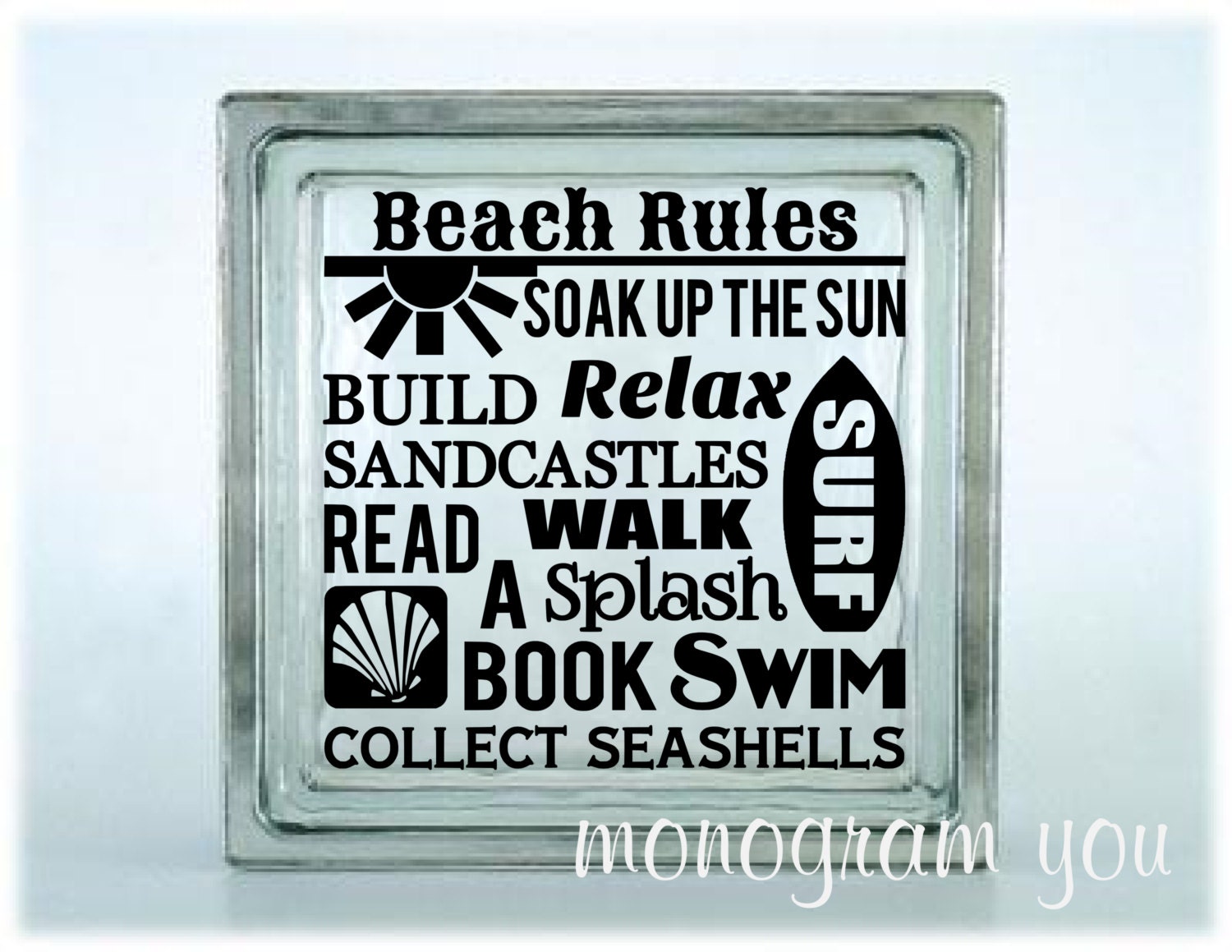Beach Rules Glass Block Decal 101 Etsy