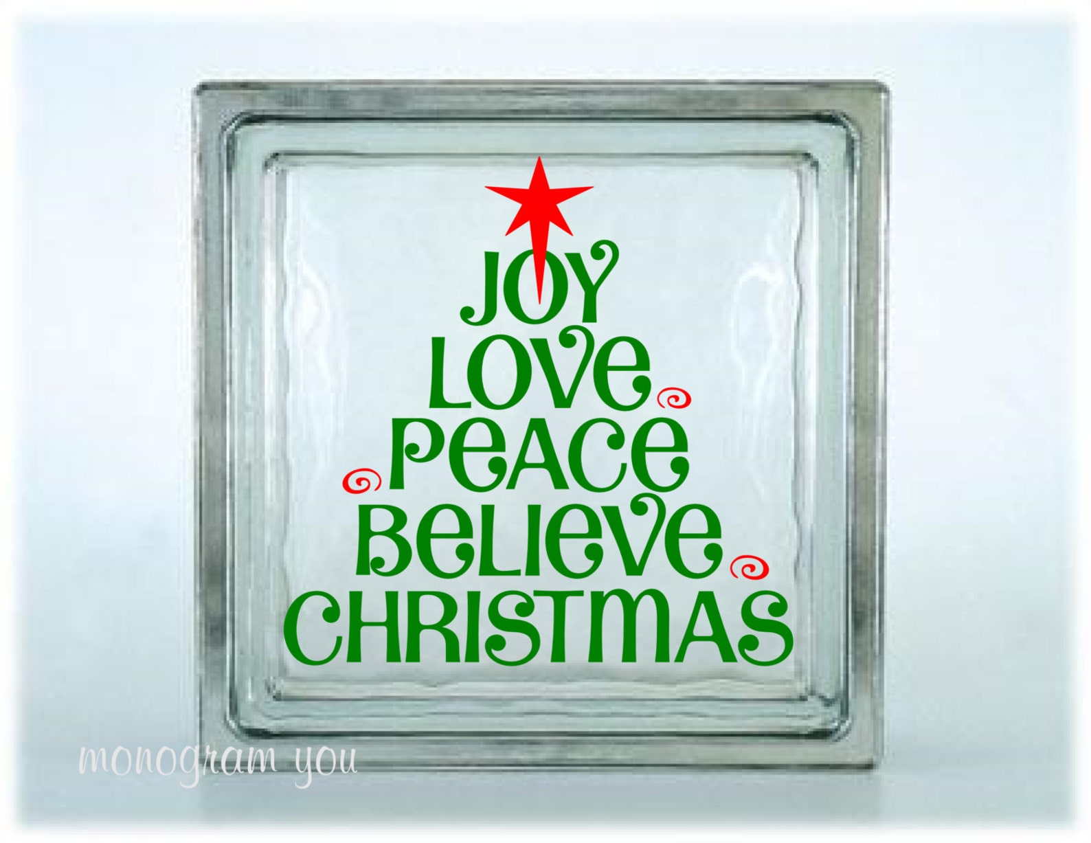 Christmas Glass Block Decal Christmas Vinyl Decal Joy Love Etsy