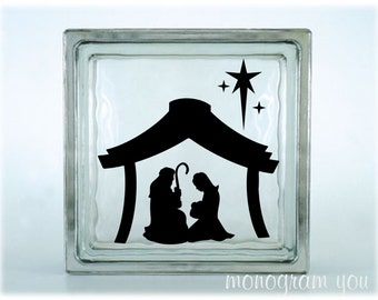 Christmas Glass Block Decal - Christmas Nativity Scene Vinyl Decal - Christmas Decal - DIY Glass Block Decal - Holiday Glass Block Decal