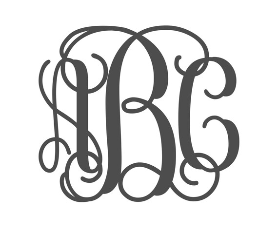 18 Interlocking Vinyl Monogram Decal | Etsy