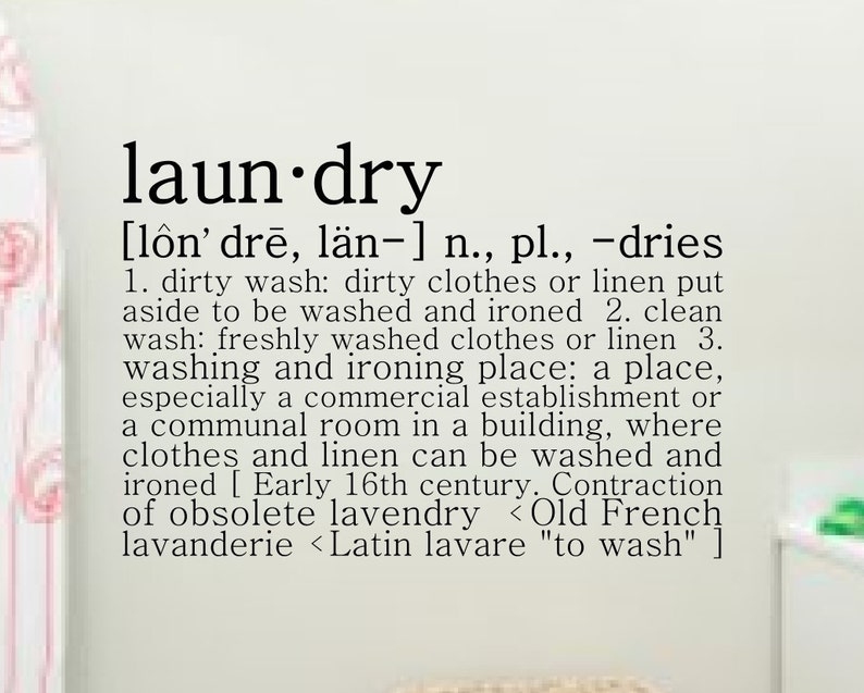 Laundry Definition Vinyl Wall Decal Etsy