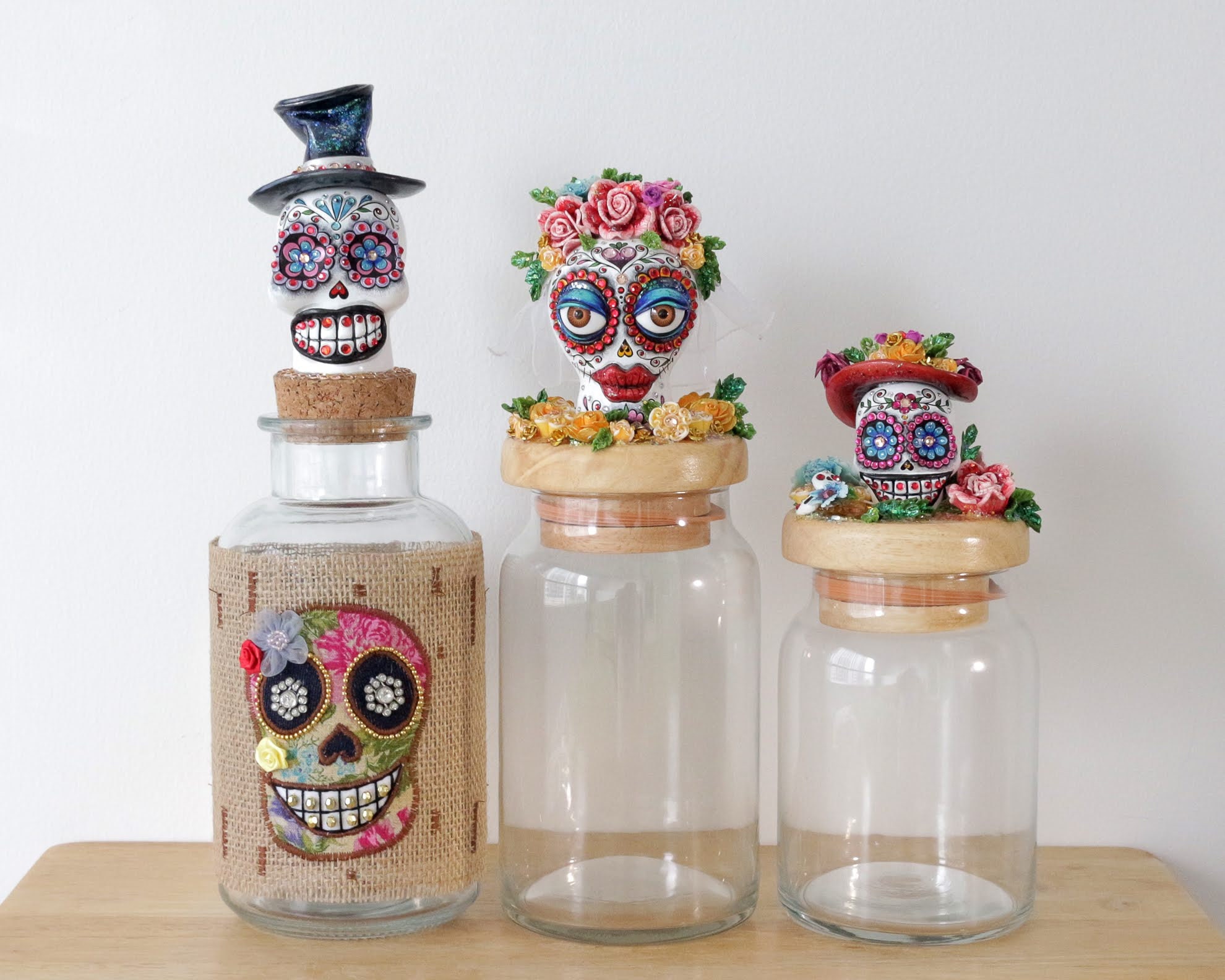 Skull Kitchen Canisters Day of the Dead Trio of 3 Skull Etsy