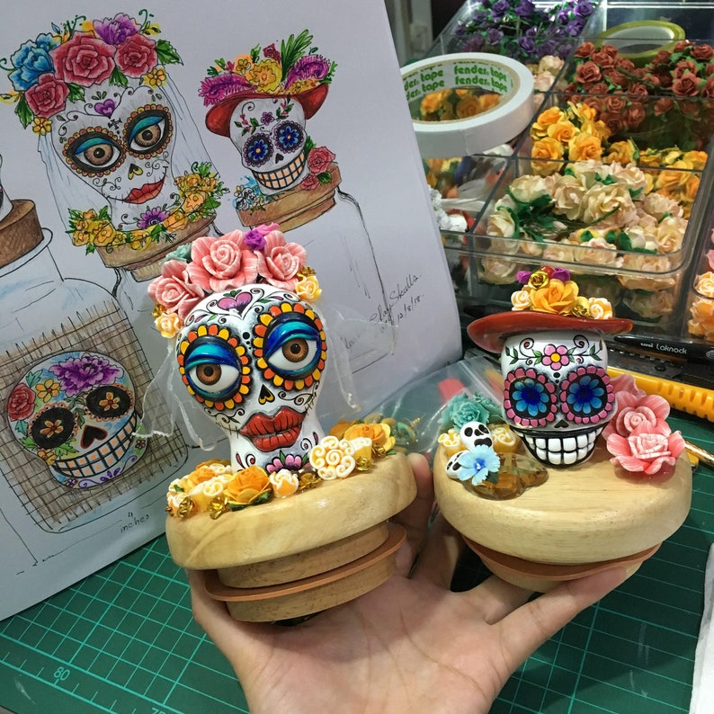 Skull Kitchen Canisters Day of the Dead Trio of 3 Skull Etsy