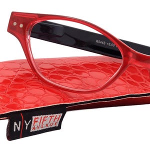 Roselle, Premium Reading Glasses, High-End Readers +1.25 + 5.00 Magnifying, Cat Eye optical Frame, Red, NY Fifth Avenue