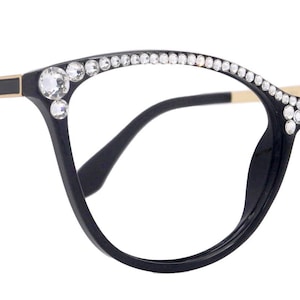 Cattitude Bling Reading Glasses 4 Women W Clear on Top Genuine European Crystals, Magnifying Cat Eye  NY Fifth Avenue