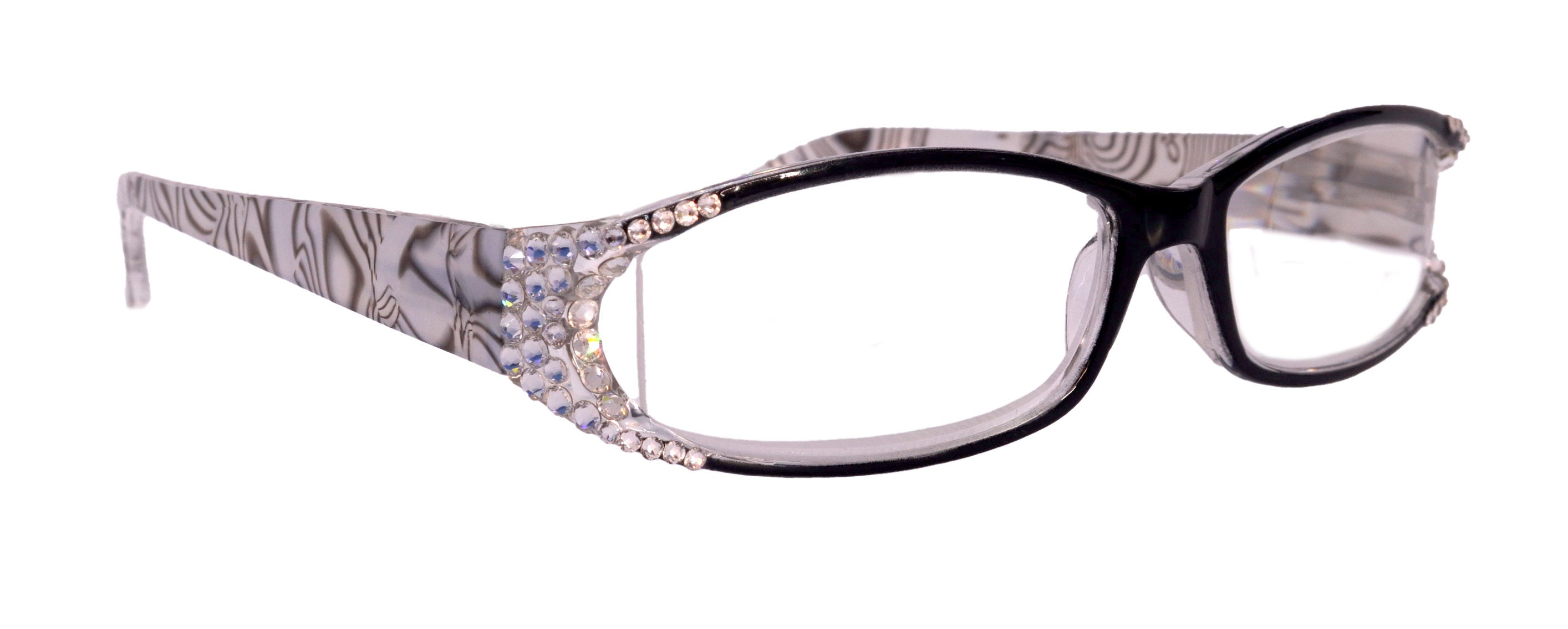 marmer rechthoekig helder Bling zwart, wit Toscane, full top Accessoires Zonnebrillen & Eyewear Leesbrillen Leesbril voor vrouwen versierd w NY Fifth Avenue 