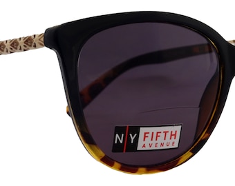 Iris, High-End Line Bifocal (Clear On Top) Sun Readers for Women OR Non-Bifocal Readers Sunglasses (Black W Tortoiseshell  ) NY Fifth Avenue