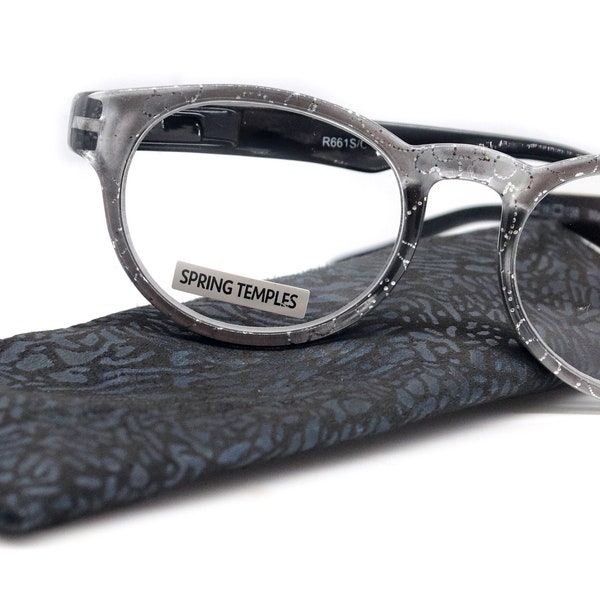 Grace, (Premium) Reading Glasses High End Readers +1.25 ..+3 Magnifying Glasses, Round Frame. (Metallic Silver, Black) NY Fifth Avenue.