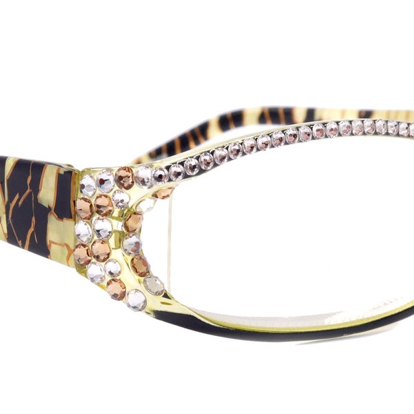 Toscane, (Bling) Lunettes de lecture pour femmes ornées W (Full Top) (Clair, Light Colorado) Cristal Swarovski (Noir, Vert) NY Fifth Avenue