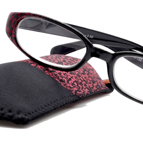 Isabella, occhiali da lettura (Premium), lettori di moda (rosso floreale e nero) ovali +4 +4,5 +5 +6 ingrandimento elevato, NY Fifth Avenue (montatura larga)
