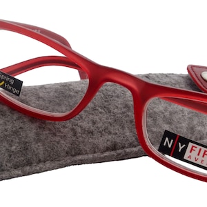 Morgan Premium Reading Glasses High-End Magnifying Readers, Transparent Red, Small Rectangular Frame, Inspired by NY Fifth Avenue Lower nose