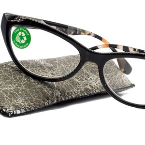 Lynx, (Premium) Reading Glass, High End Readers +1.25..+3 Magnifying ,Cat Eye optical Frame, Tortoise Shell (Brown, Black) NY Fifth Avenue