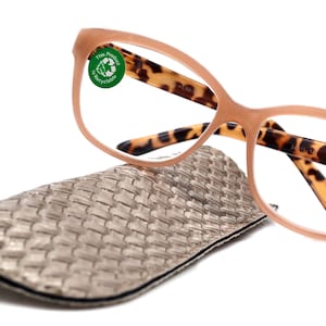 Savannah, (Premium) Reading Glasses, Fashion Reader, Square, (Tan, Brown Tortoise Shell) Spring Temple. Full Reader Lens. NY Fifth Avenue