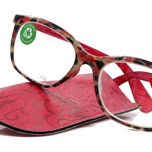 Venus, (Premium) Reading Glasses, High End Readers +1.25..+4 Magnifying glasses, Rectangular. Optical Frame (Tortoise Red) NY Fifth Avenue.