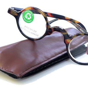 Picasso, (Premium) Reading Glasses, High End Readers +1.25 to +3 magnifying, Circle optical Frames. Round Tortoise (Brown) NY Fifth Avenue.