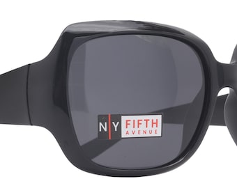 Gafas de sol polarizadas para mujer, lentes grises polarizadas de 1,1 mm, 100 % de protección UVA/UVB (negras, cuadradas), NY Fifth Avenue