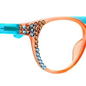 Rio, (Bling) Women Reading Glasses W (Light Colorado, Aquamarine) Genuine European Crystals, Translucent Round   NY Fifth Avenue
