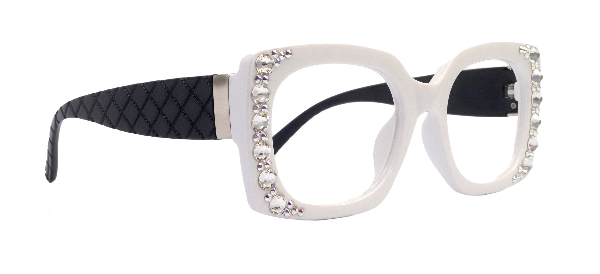 Tokio Bling Reading Glasses, White With Black , Large Frame, High End Readers, Bifocal,  Sun readers, Trendy Style,  NY Fifth Avenue