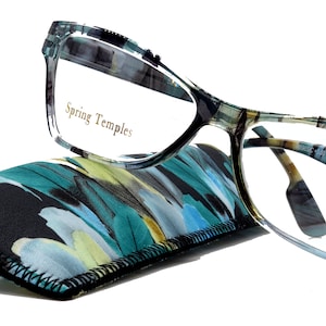 Avian,  (Premium) Reading Glass High End Reader +1 to +6 Magnifying Eyeglass, Cat Eye (Aqua Blue, Green) Feather Pattern. NY Fifth Avenue