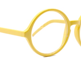 Mabel, (Premium) True Round vintage Reading Glasses) (Yellow) Circle Eye, Medium,  NY Fifth Avenue