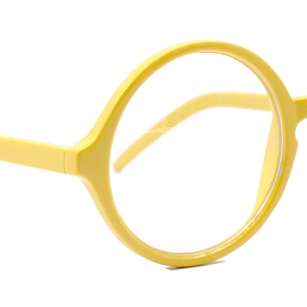 Mabel, (Premium) True Round vintage Reading Glasses) (Yellow) Circle Eye, Medium,  NY Fifth Avenue