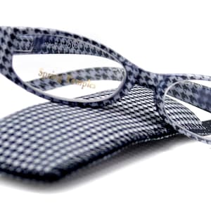 The Scottish, (Premium) Reading Glasses, High End Readers (Black) Hound Tooth +1.25.. +3 Magnifying Eyeglasses. Houndstooth NY Fifth Avenue