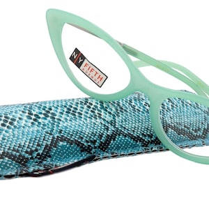 Roselyn, (Premium) Reading Glasses, High End Readers +1.25 +1.50 +1.75 .. +3 Cat Eye. Turquoise. (Green) Optical Frames NY Fifth Avenue.
