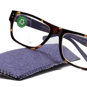 Brooklyn, (Premium) Reading Glasses, High End Reader +1.25...+3 Magnifying Eyeglasses(Tortoise Brown, Purple) Square Frame. NY Fifth Avenue