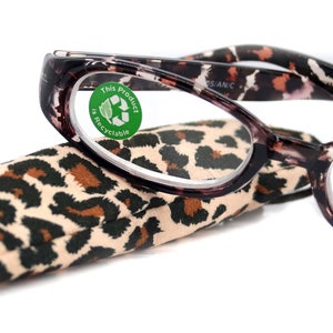 Isabella, (Premium) Reading Glasses, Fashion Reader (Leopard Brown) Print, Oval +4 +4.50 +5 High Magnification, NY Fifth Avenue (Wide Frame)