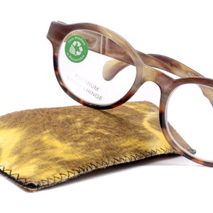 Citlalli, (Premium) Lesebrille, Runder Rahmen +1.25..+3 Lupenbrille (Marmor Braun) Circle Style. New York Fifth Allee