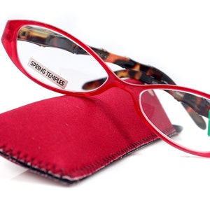 Lucky, (Premium) Reading Glasses, High End Readers +1.25 +1.50 +1.75 .. +3 Cat Eye. Bamboo Temple. (Red) Optical Frames NY Fifth Avenue.