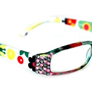 Elsa, (Bling) Lesebrille für Frauen (L. Rose, Black Diamond) Echte Europäische Kristalle (Weiß,gelb) +1.50 ..+3 NY Fifth Allee