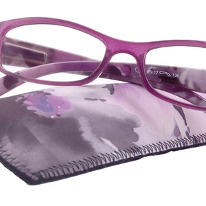 Rosie Premium Reading Glasses, Fashion Reader (Flower Purple) Print, Oval Shape +4  High Magnification, NY Fifth Avenue (Wide Frame)